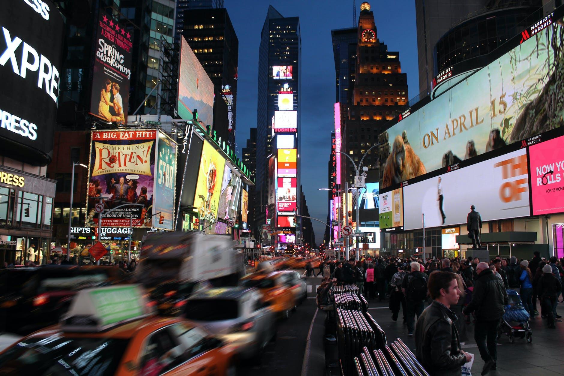 new york times square, illustrating the necessity of meditation for stress relief and cultivating emotional resilience in the modern world