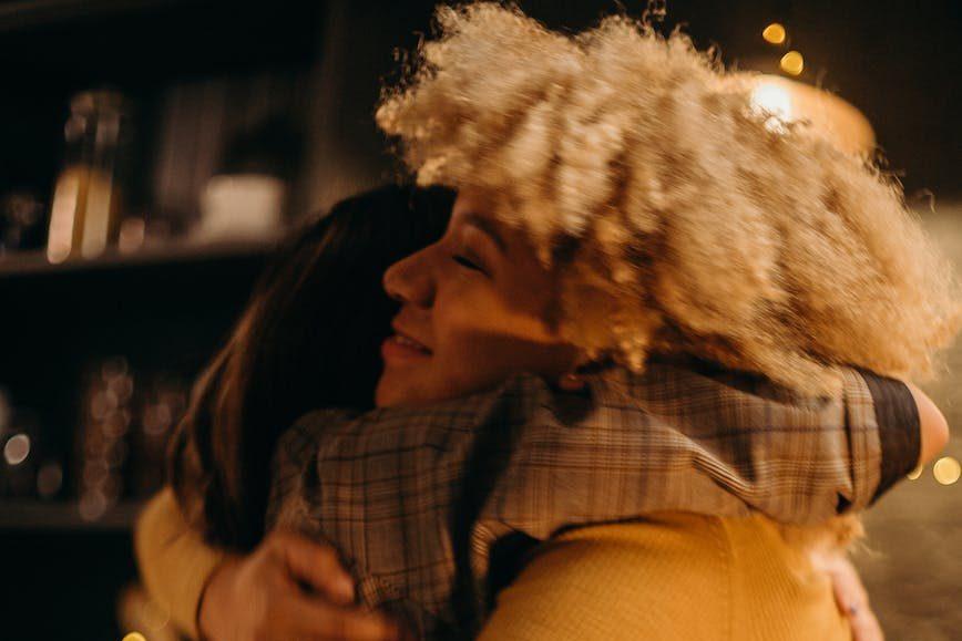 two person hugging photograph