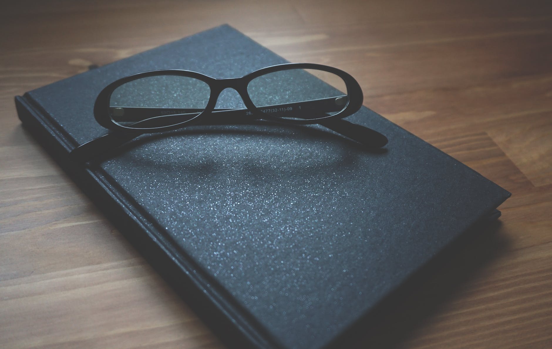 black framed eyeglasses