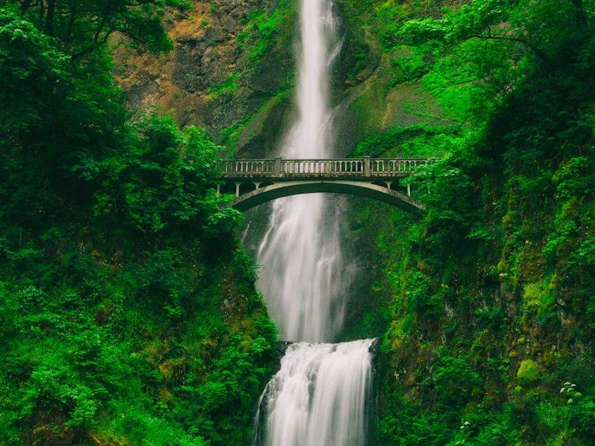 bridge near waterfall