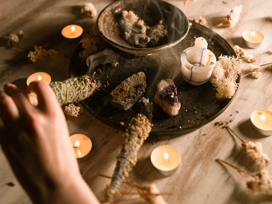 smoke coming from the burning white sages