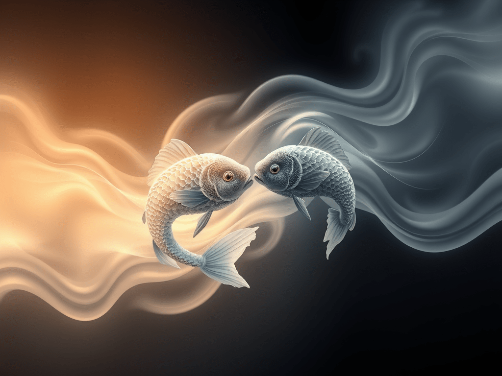 Pisces fish, illustrating: Pisces energy, total dissolution, return of light, Pisces zodiac sign, and Pisces season