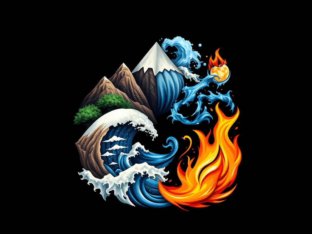 The four elements, earth and air, water and fire, for astrology