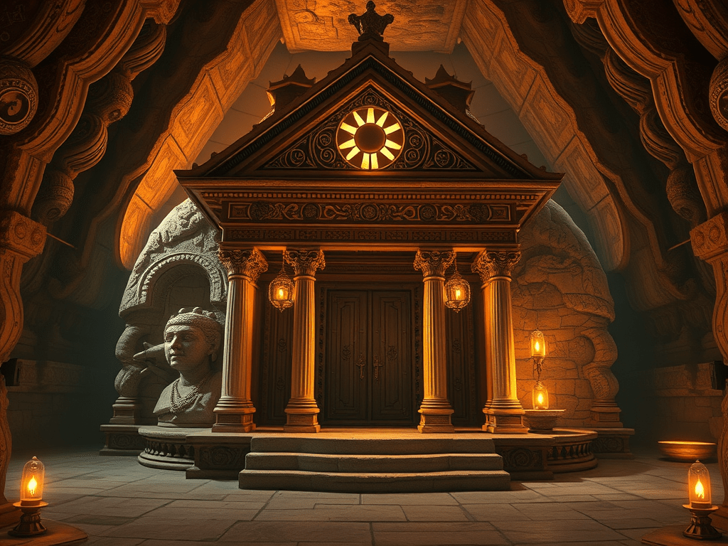 A temple entrance built into a cave—illustrating the themes of the ninth house in astrology