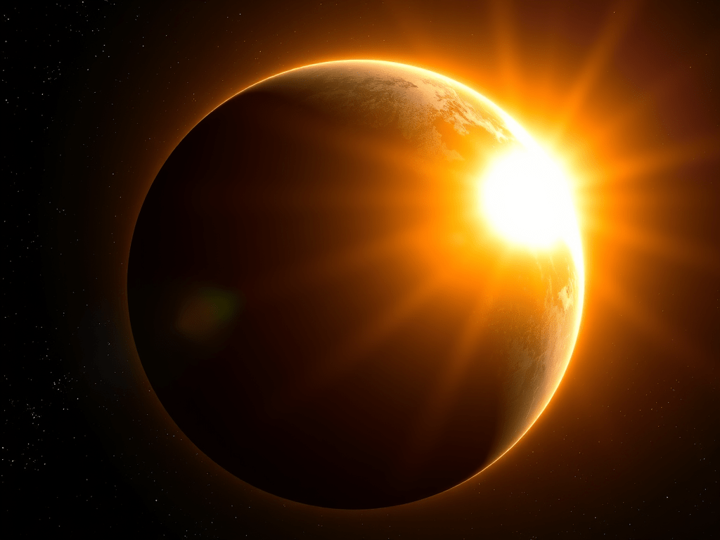 The sun rising from behing Earth