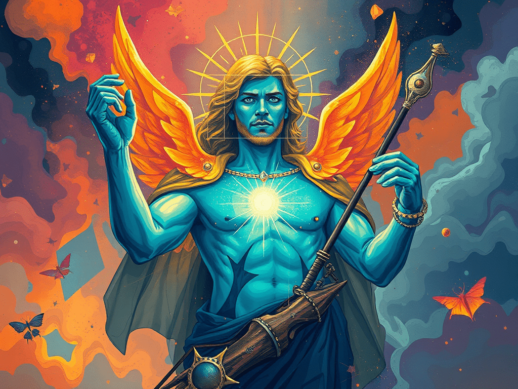 Illustration of Mercury representing perception, language, and mediation in astrology