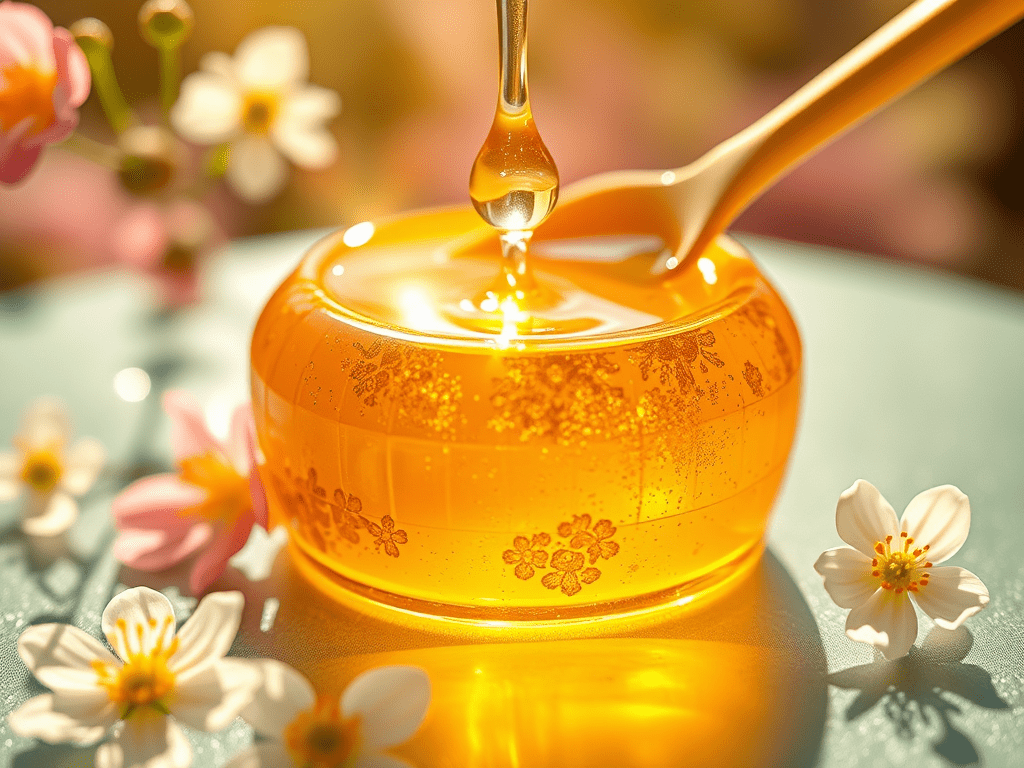 A beautiful jar of golden honey