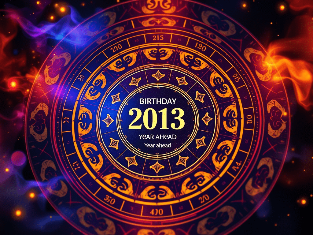 Solar return chart for 2013, evoking: astrology, natal chart, aspects, transits, and returns