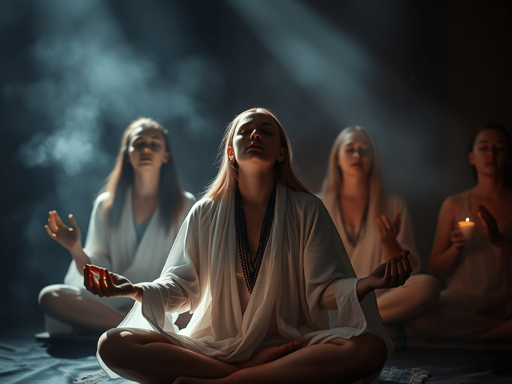 Women sit in meditation to engage in trance, magick, and spiritual connection together