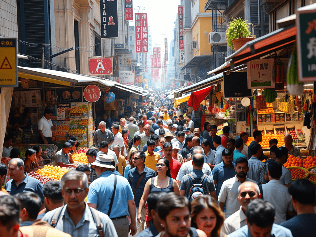 Busy urban marketplace