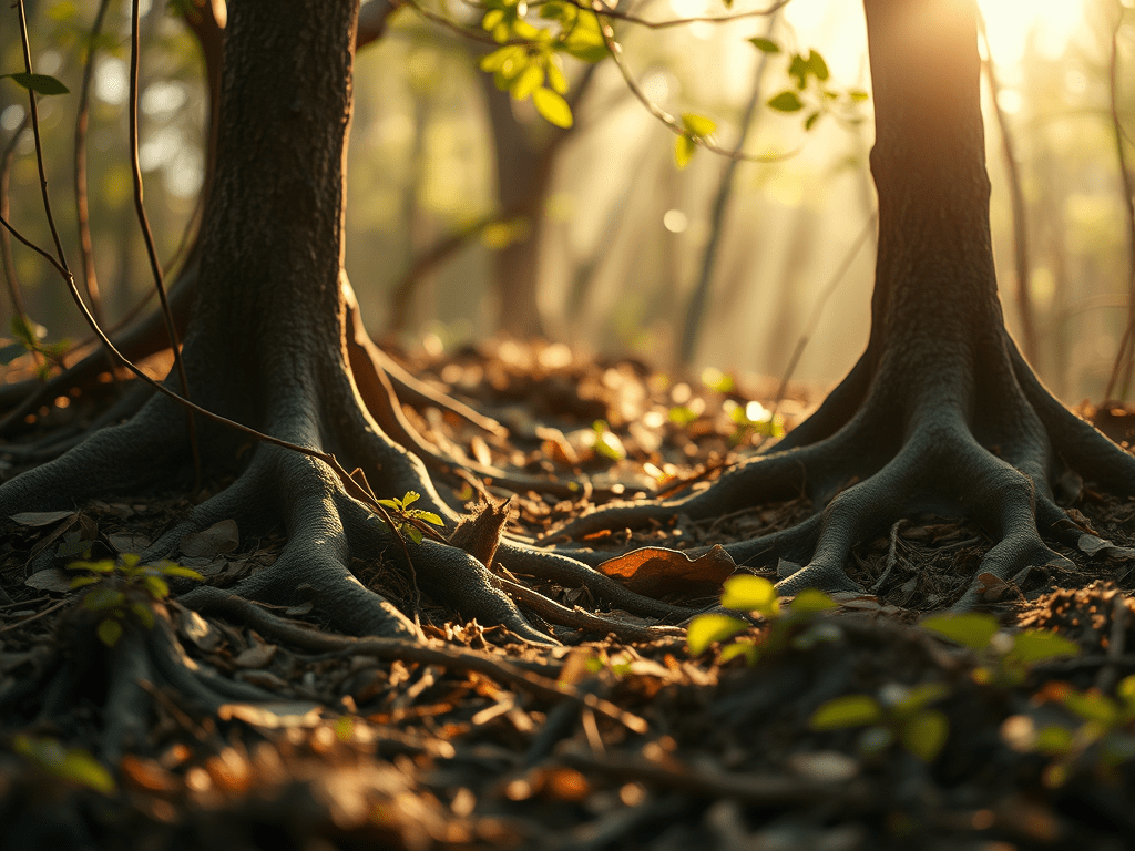 Tree roots in soil, illustrating the fixed earth qualities of Taurus