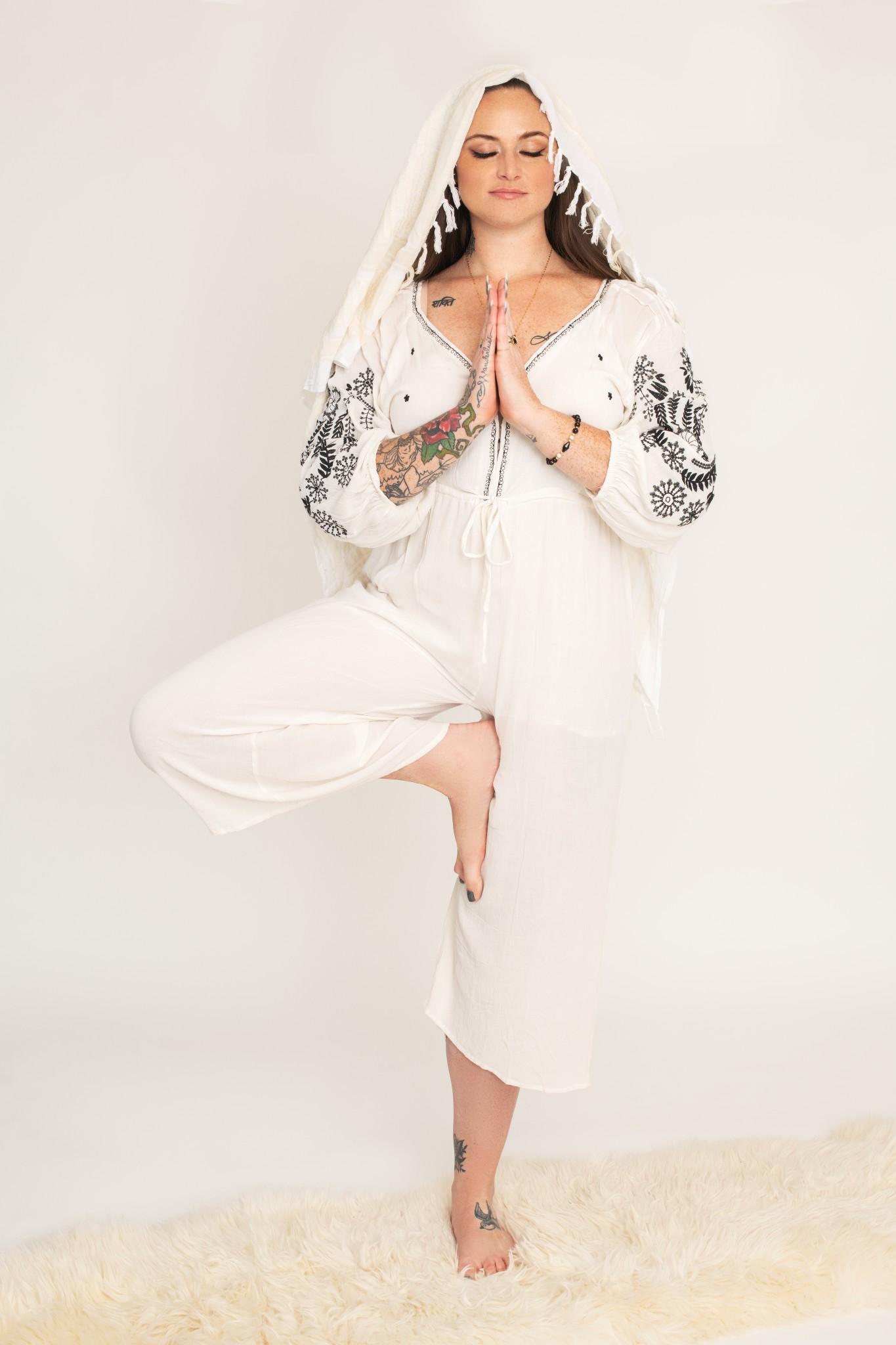 mayryanna in tree pose, evoking: Cycles in Harmony, Cosmology, Natural Cycles, Guidance, and Nature
