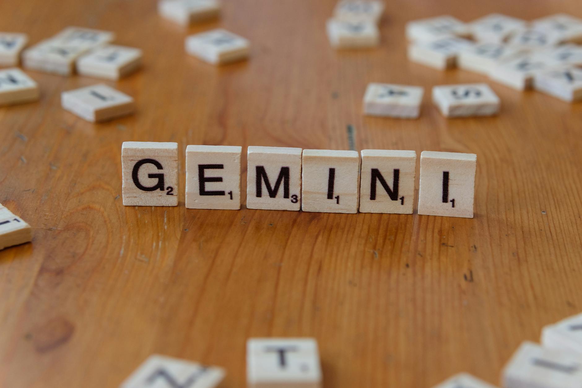 gemini zodiac astrology sign displayed with wooden tiles