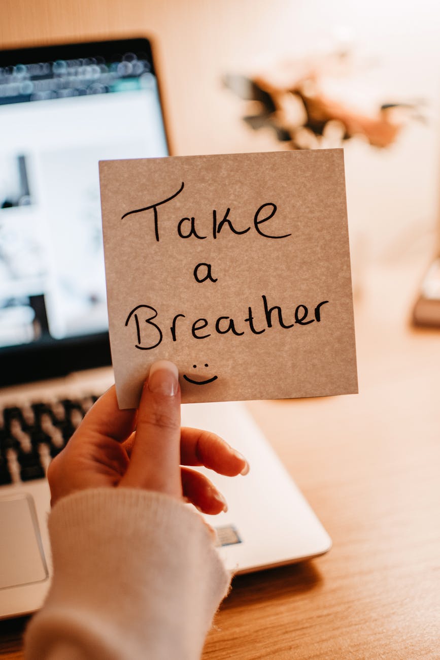 post it with a note reminder to practice mindfulness techniques 