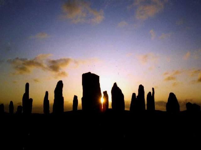Callanish Standing Stones - Midsummer Sunset, showing the use of sacred grids for celebrating Litha and a Summer Solstice ritual