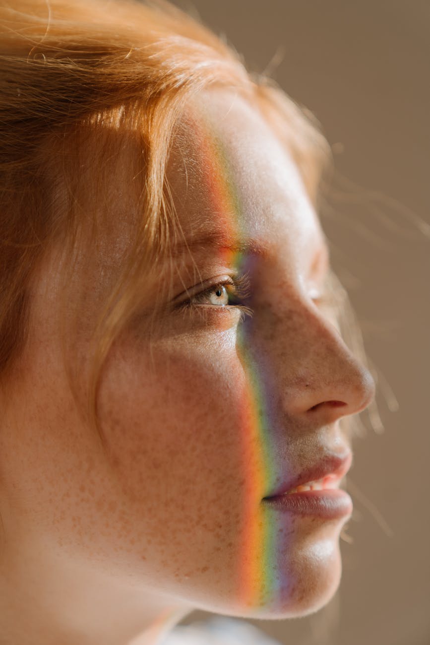 woman with brown hair and silver stud earring, considering spiritual connection, meditation practice, mindfulness and intuition, connect with higher self, and meditation for inner peace