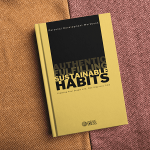 Sustainable Habits workbook on a couch