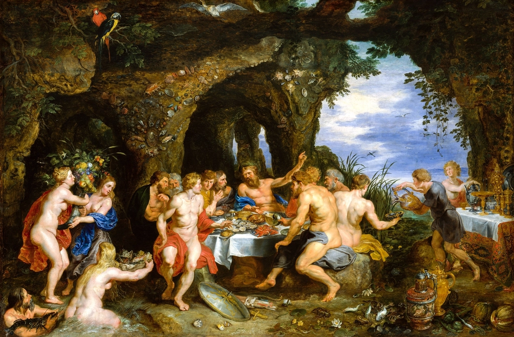 Feast Achelous, illustrating: a feast ritual, sacred eating, Autumn Equinox, harvest celebration, and seasonal food