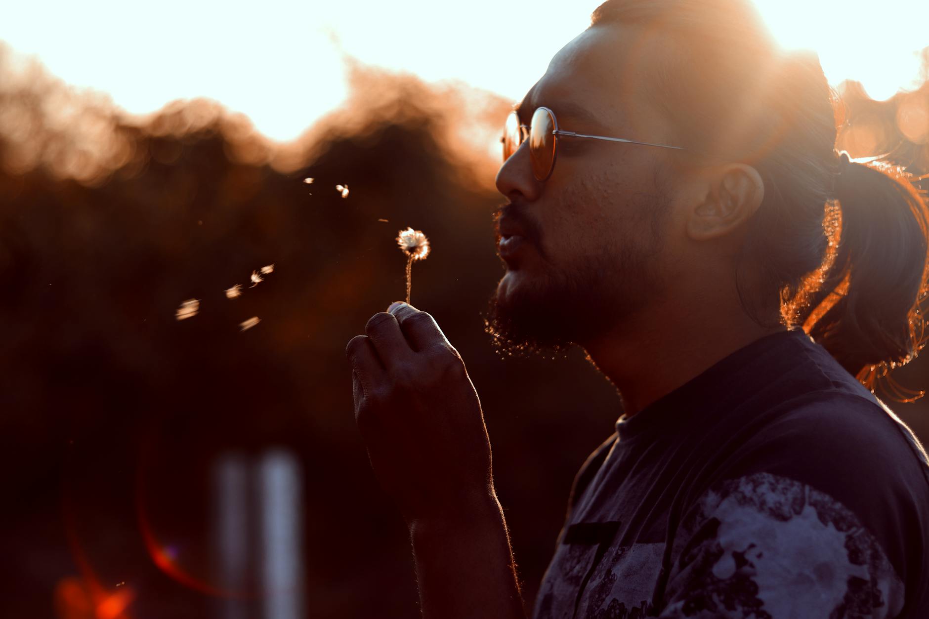 man blowing dandelion, illustrating: Mabon divination, inner wisdom, Tarot spread, harvest reflection, and the Autumn Equinox