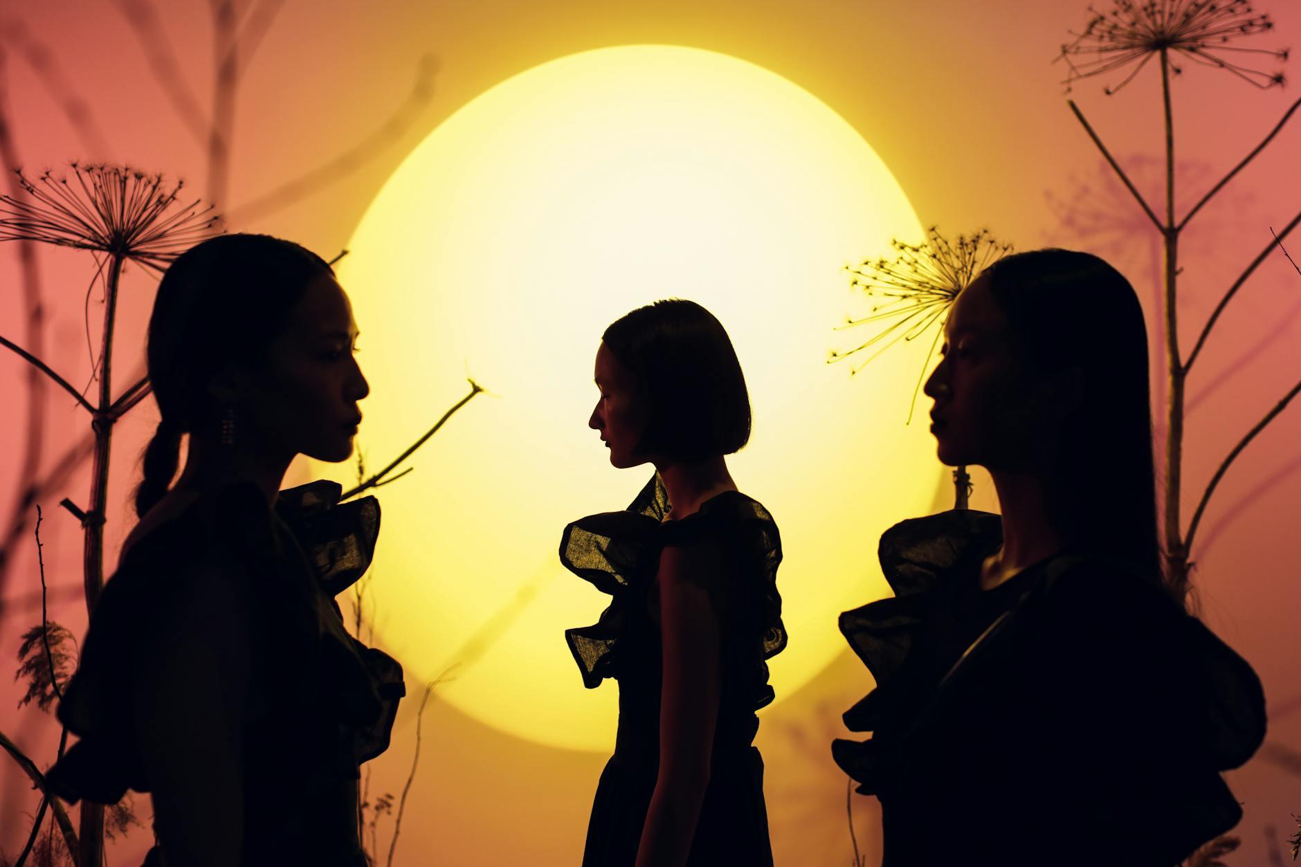 silhouette of women in the studio, illustrating lunar cycle, moon rituals, moon phases meaning, lunar wisdom, and working with the moon