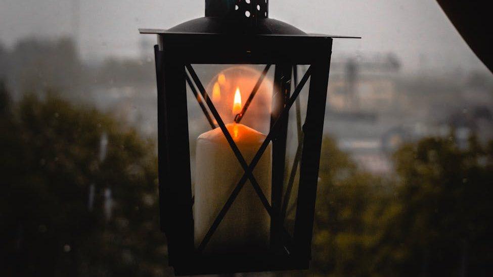 black candle lantern