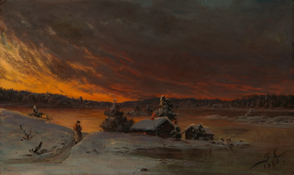 Winter evening, 1880, Fanny Churberg, evoking: winter solstice, end of the year, seasonal awareness, yearly cycle, and clarity