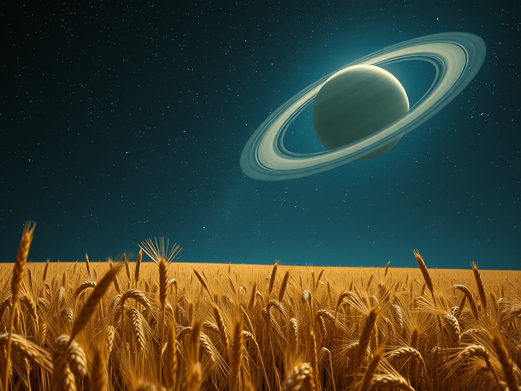 Saturn and Harvest, illustrating: Cronos, Capricorn archetype, Saturn mythology, time and astrology, and Capricorn season