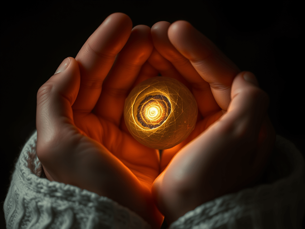 Holding a cosmic seed, illustrating: Cronos, Capricorn archetype, Saturn mythology, time and astrology, and Capricorn season