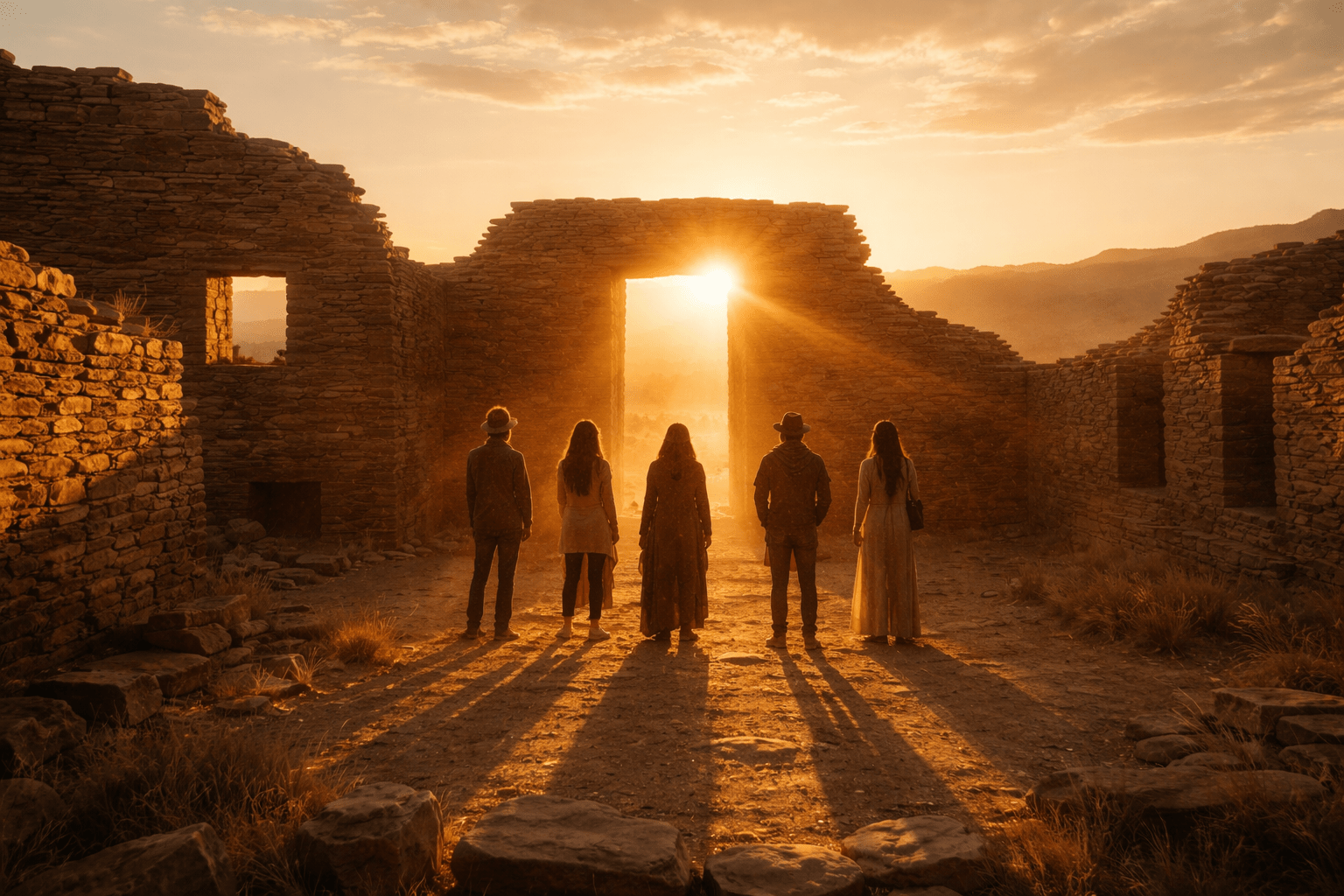 Chaco Alignment, evoking: Summer Solstice, Spiritual Retreat, Chaco Canyon, Ancient Wisdom, and Ancestral Puebloans