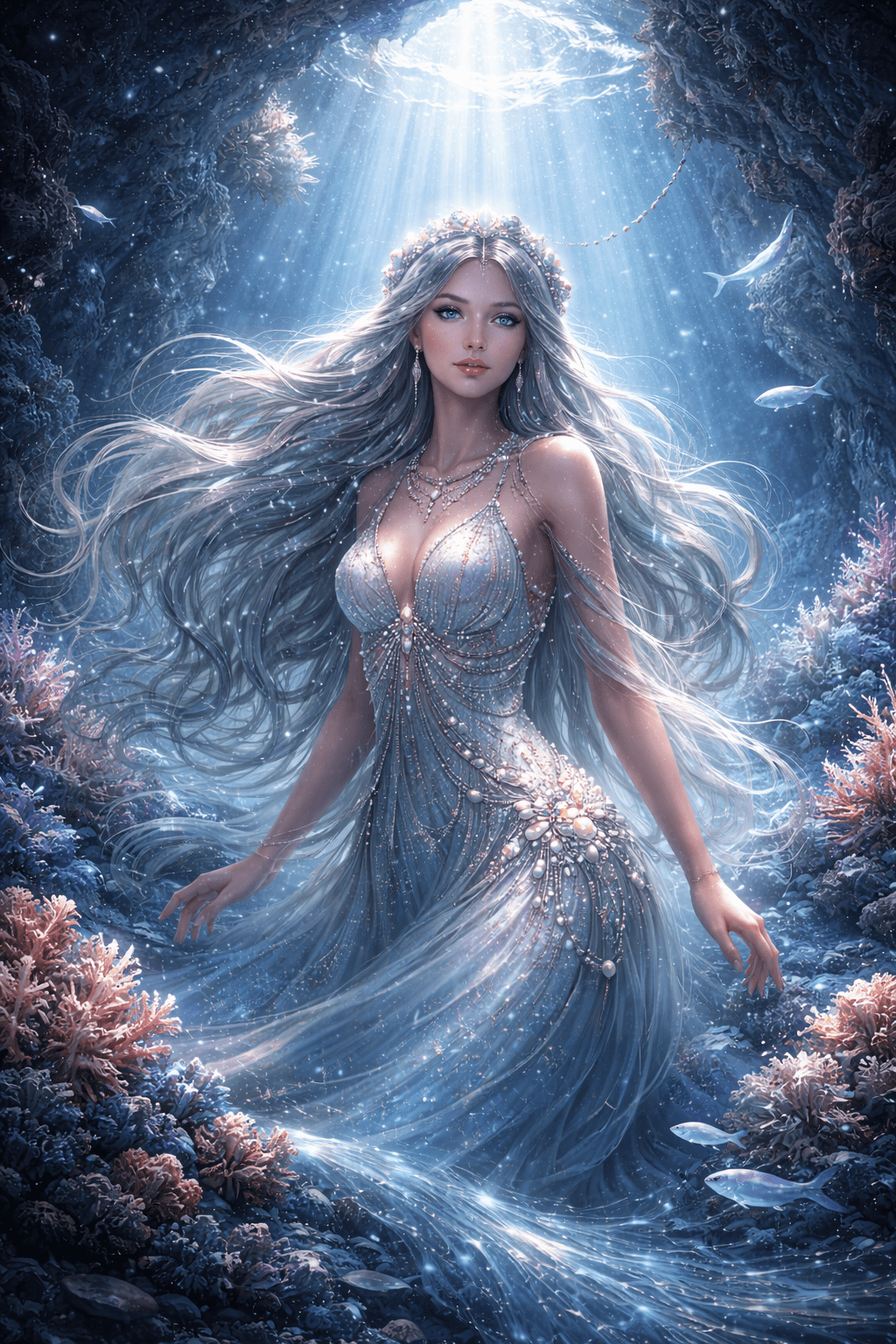 Amphitrite, evoking: Amphitrite, Pisces, sovereign, continuity, and rhythmic nature