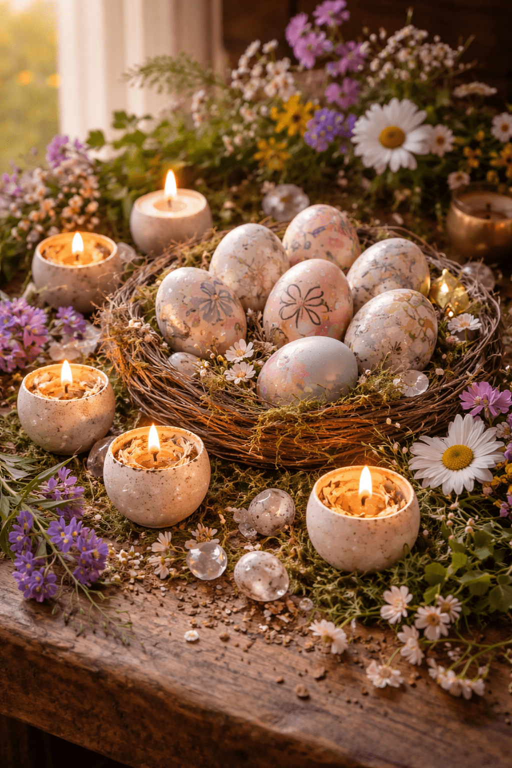 Eggshell Candles, evoking: ostara eggshell candles, ostara craft, spring equinox activity, candle craft, pagan sabbat crafts