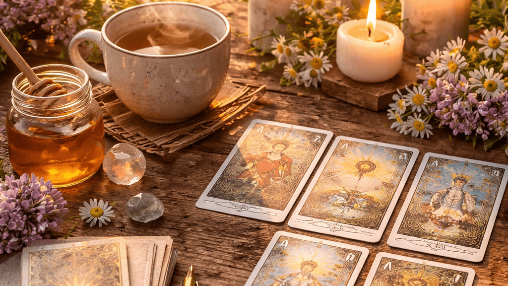 Tarot and tea, evoking: ostara ritual, spring equinox ritual, ostara tarot spread, equinox tarot spread, and an ostara tea ceremony