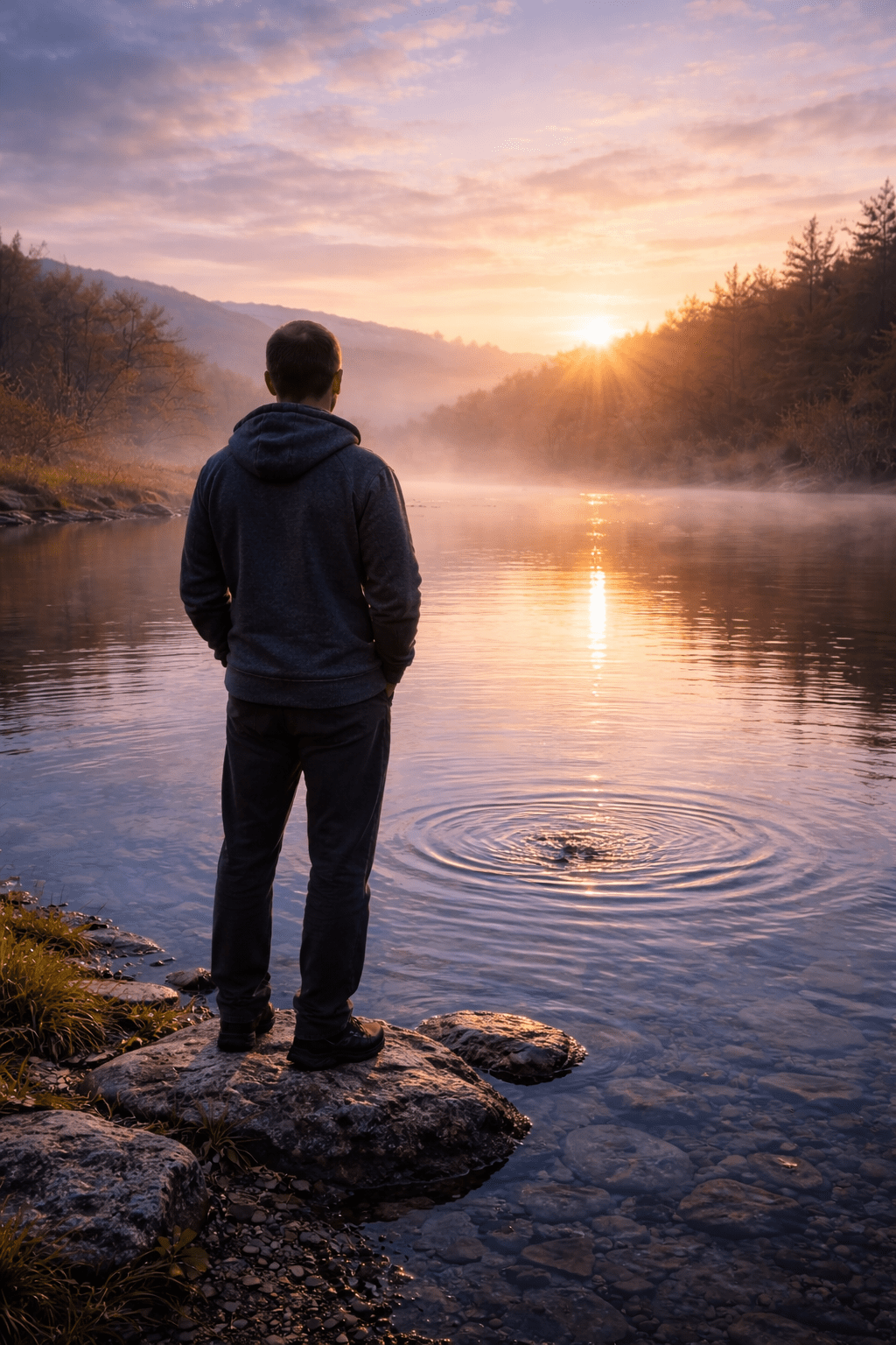Man at the water's edge, evoking: March 2026, astrology forecast, Lunar Eclipse, Spring Equinox, and astrology 