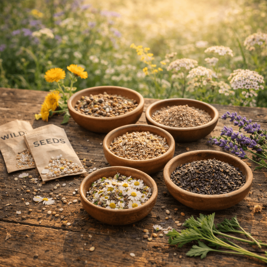 Seed Bomb Ingredients, evoking: Ostara, Spring Equinox, seed bombs, spring craft, and pollinator seed bombs