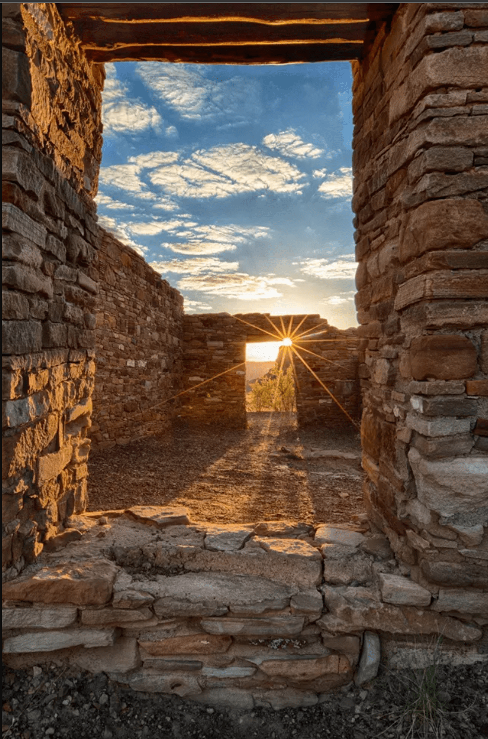 Choco Canyon Spring Alignment. Image Credit: Davis; National Park Service, evoking: Summer Solstice, Spiritual Retreat, Chaco Canyon, Ancient Wisdom, and Ancestral Puebloans 