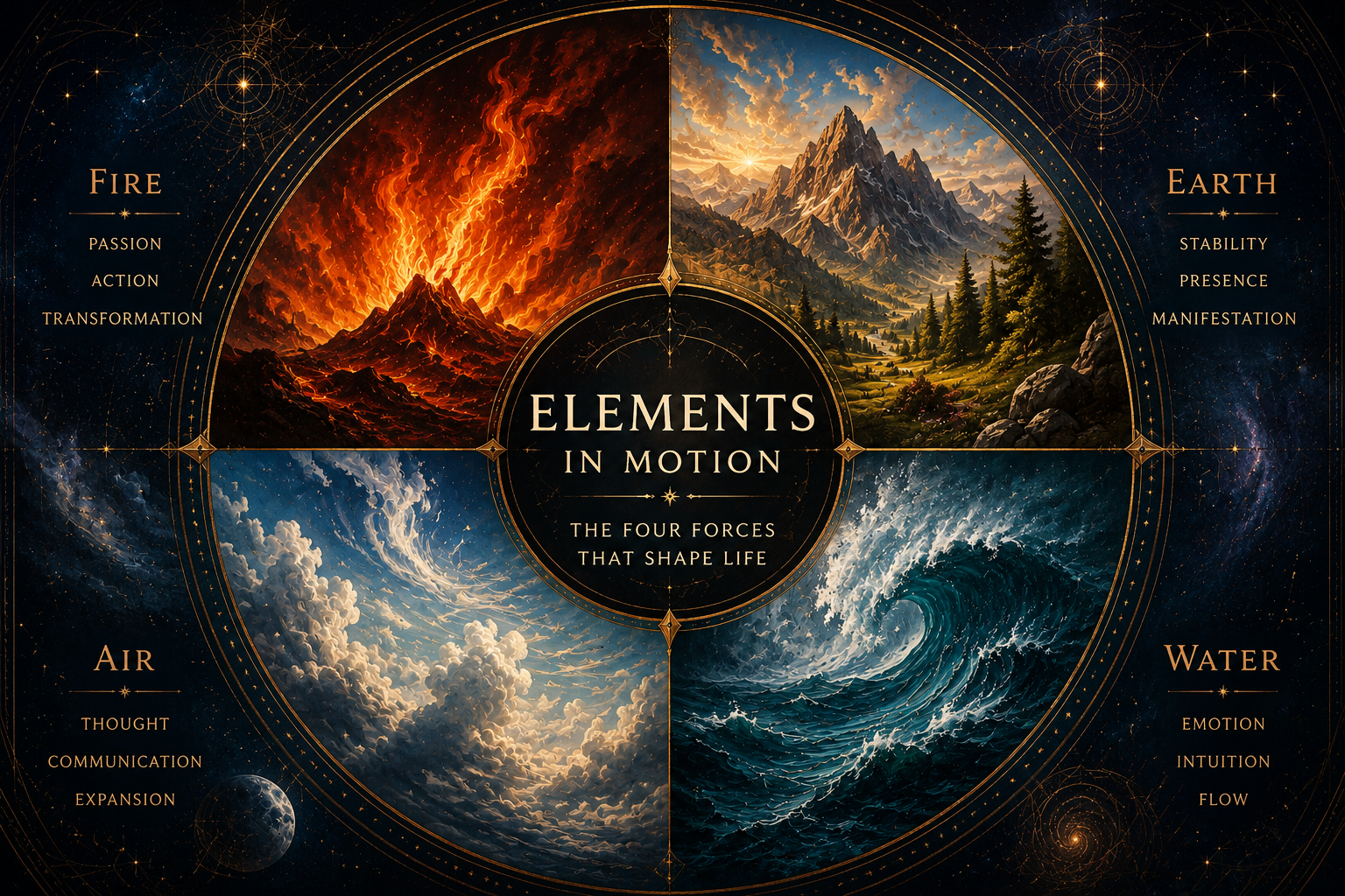 Elements in Motion: Fire, Earth, Air, & Water in Astrology
