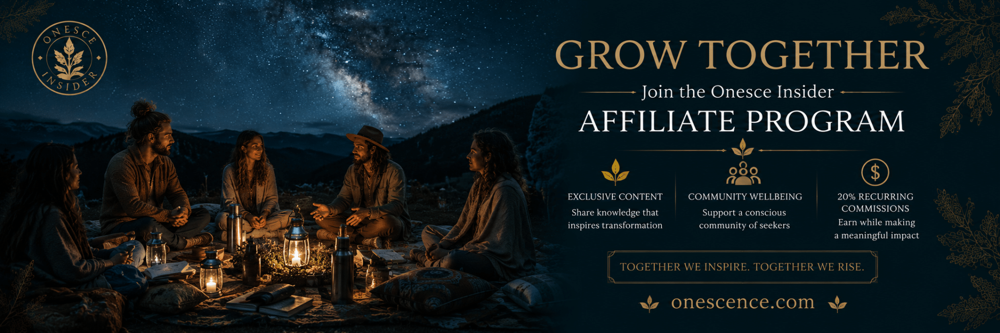 onesce insider membership, let's grow together, member benefits, spiritual community, affiliate program