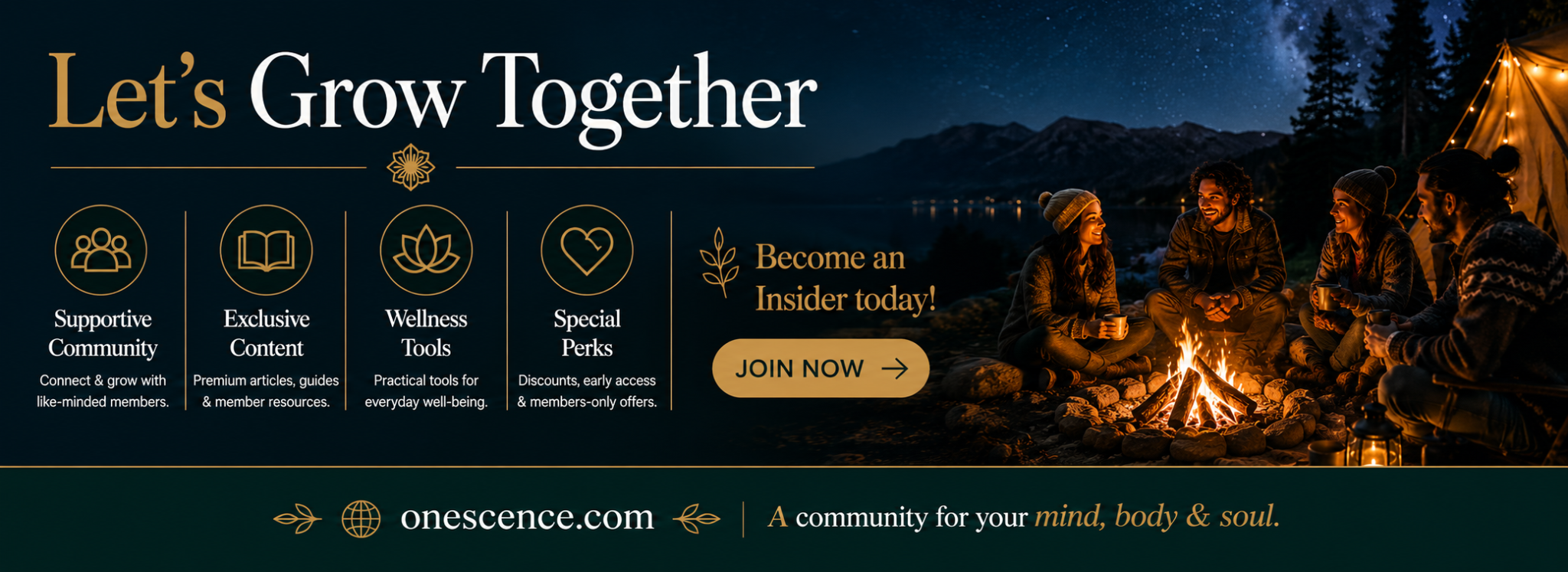 onesce insider membership, let's grow together, member benefits, spiritual community