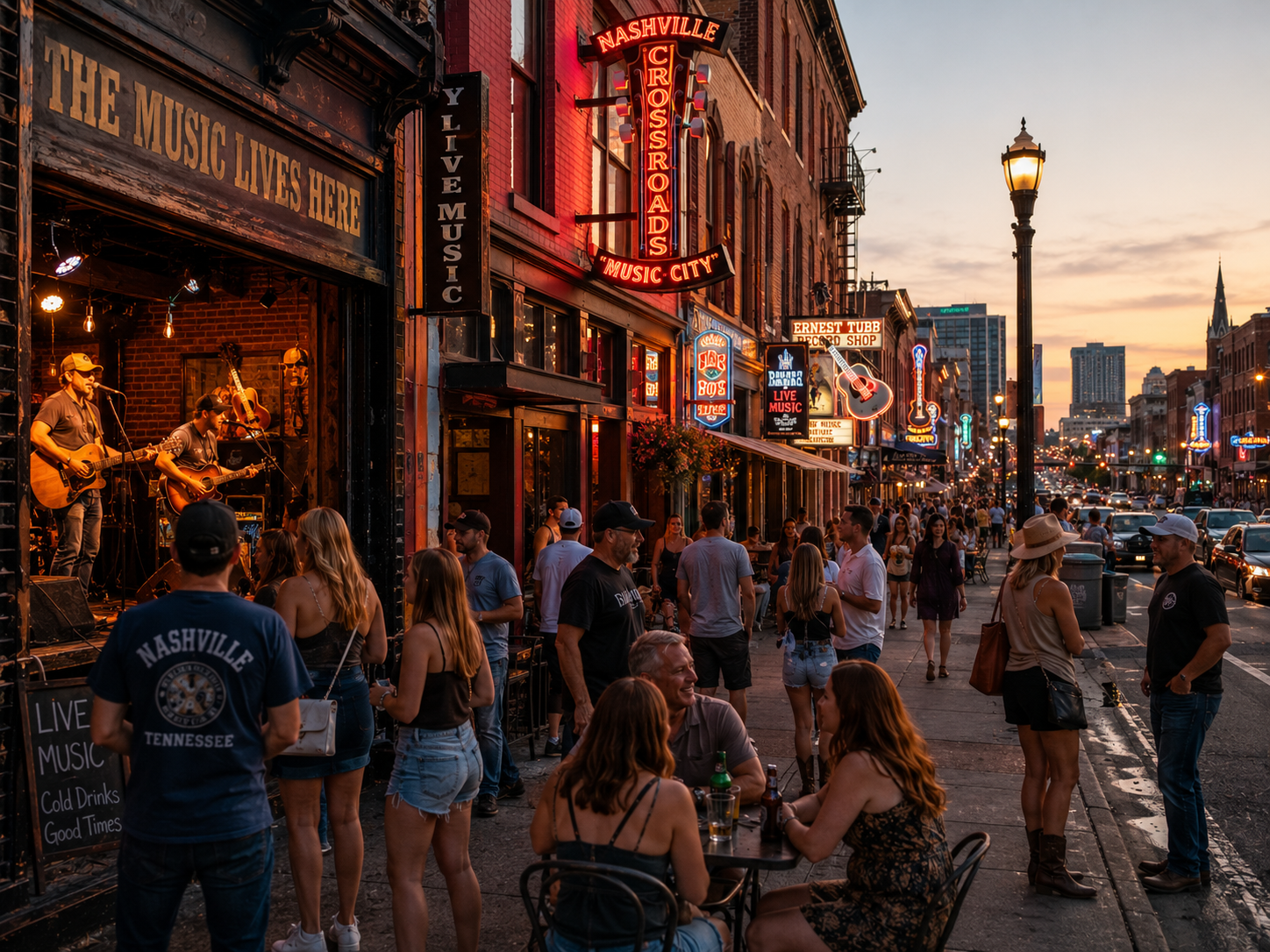 Nashville nightlife, illustrating: July 2026 astrology forecast, Leo season, Cancer New Moon, Aquarius Full Moon, and Mercury Direct