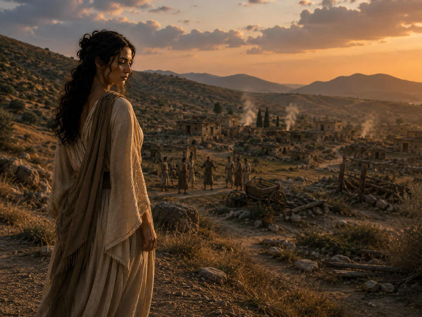 Goddess Astraea disappointed in destruction