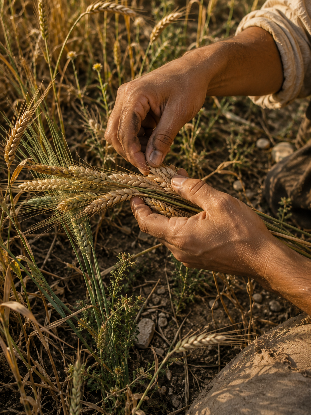 hands holding wheat