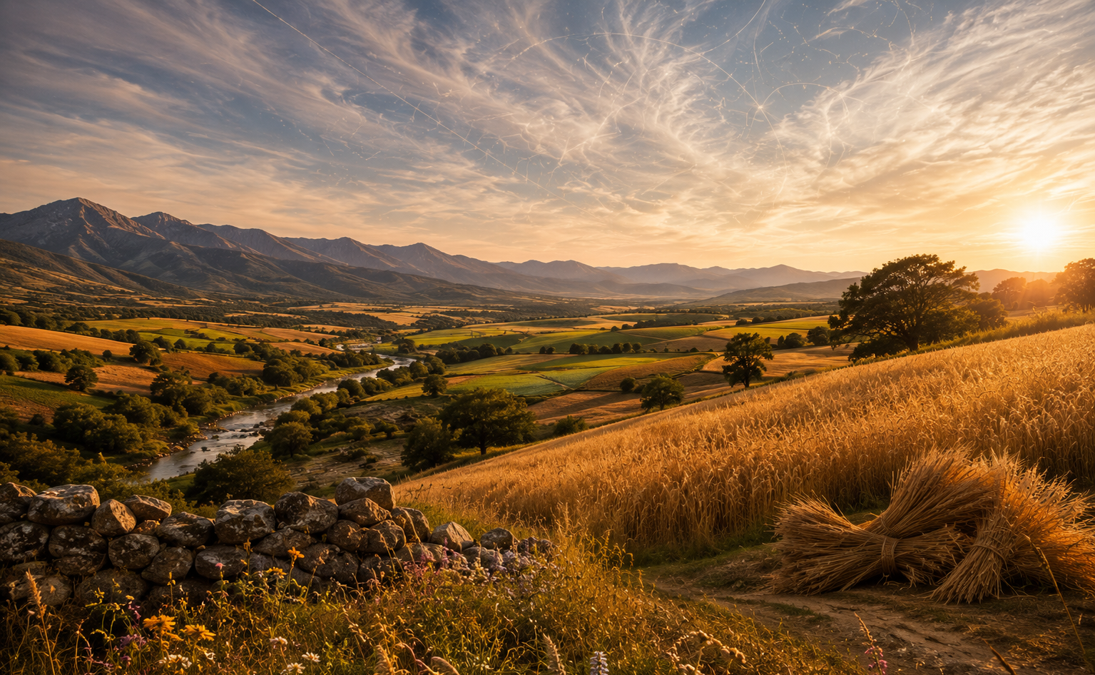 late summer field scene for August 2026