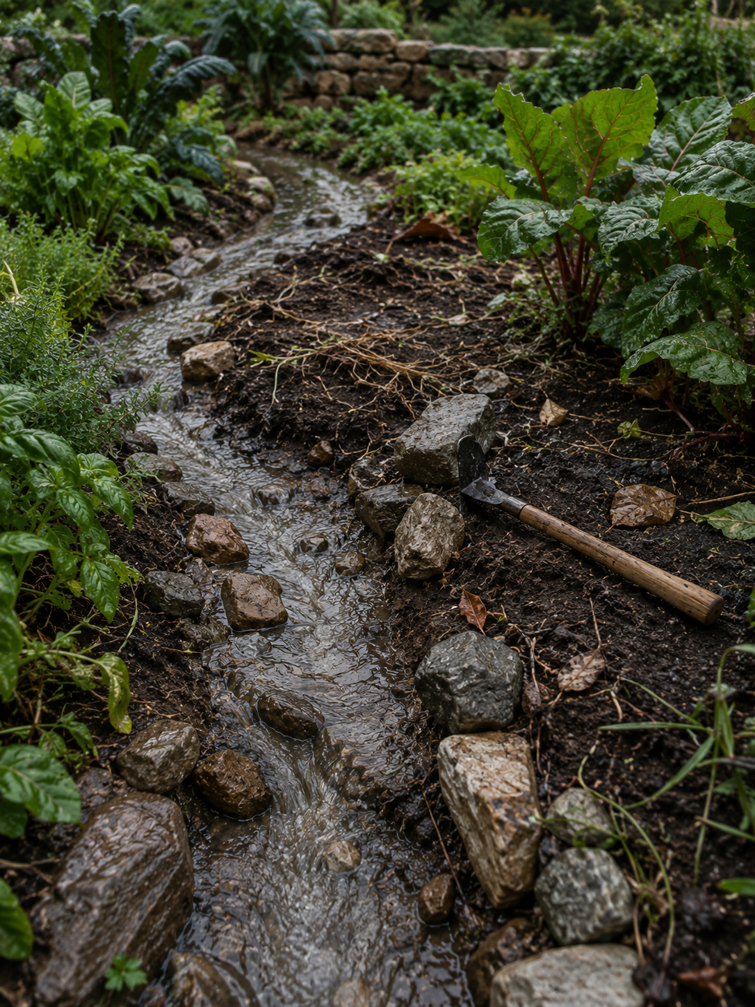 irrigation channel for a garden