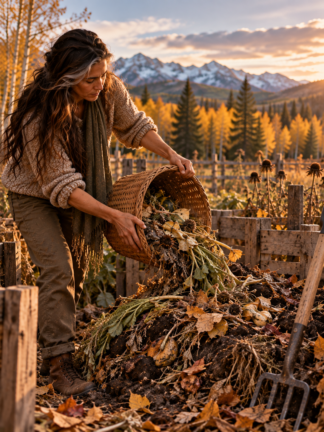 Woman composting