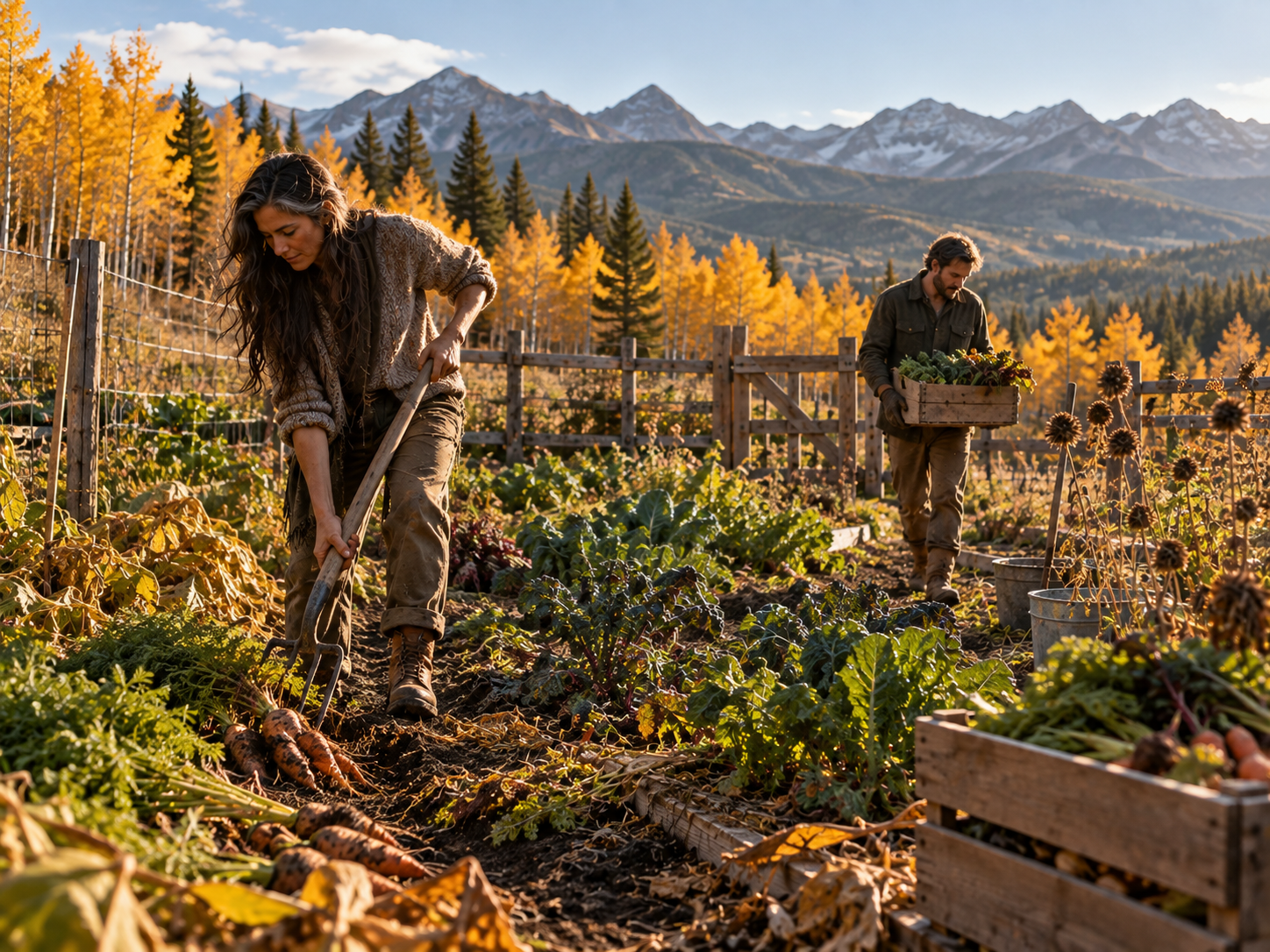 Harvesting from an autumn garden