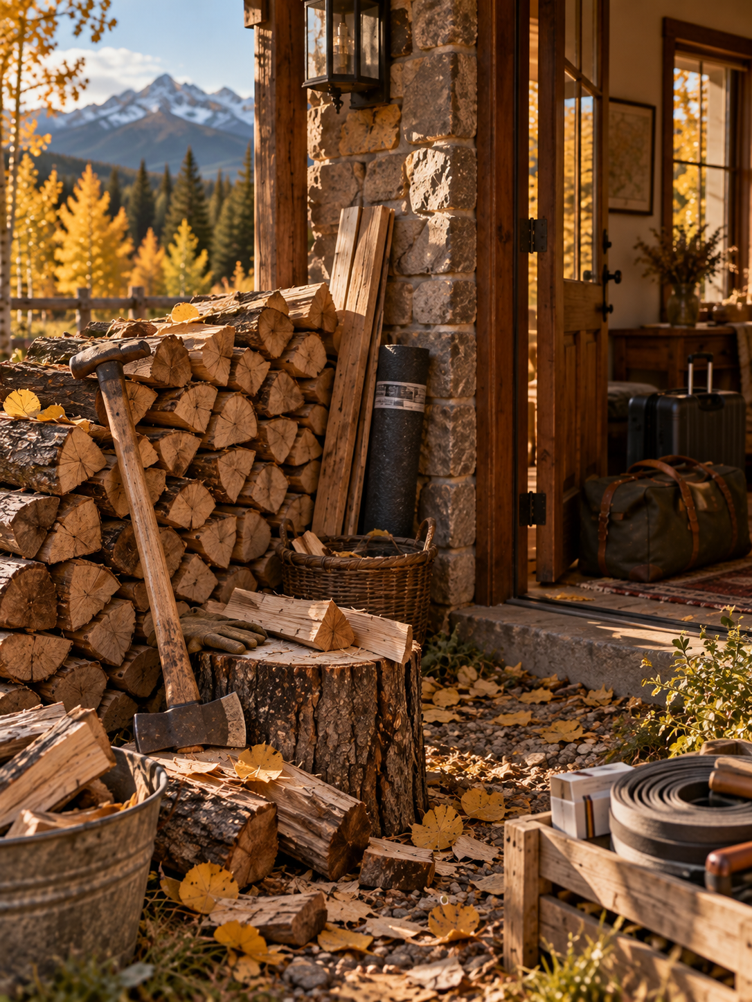 firewood at the door