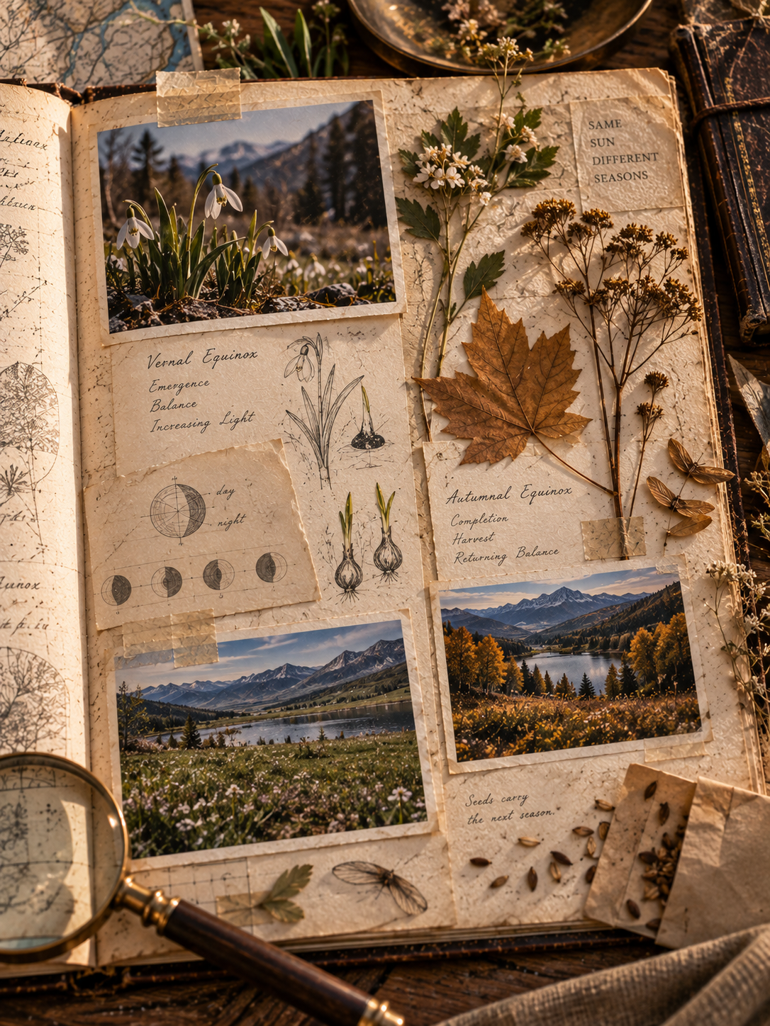 solar cycle journal with seasonal imagery