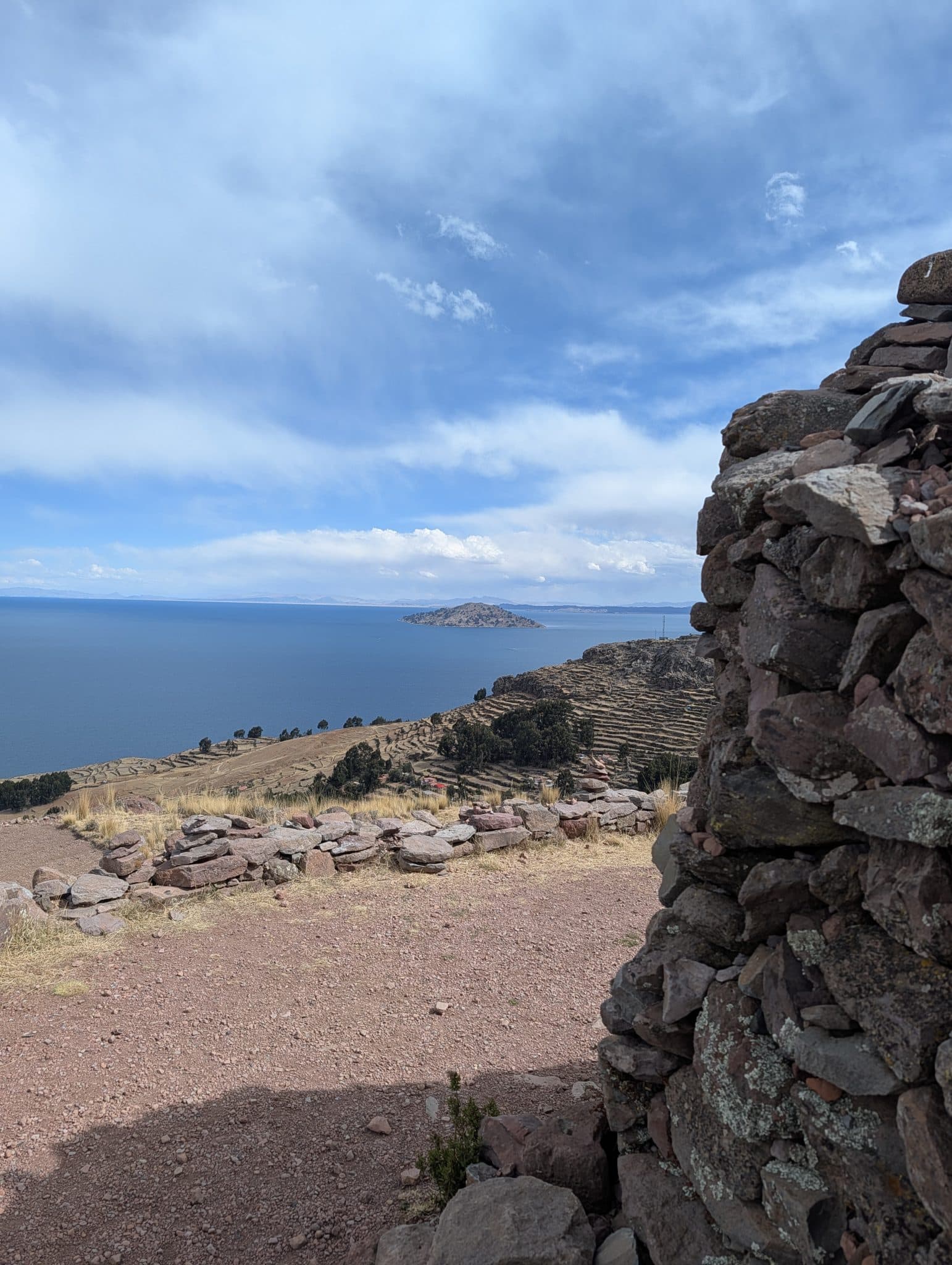View from Patchamama temple, Amantani Peru, photo taken by mayryanna